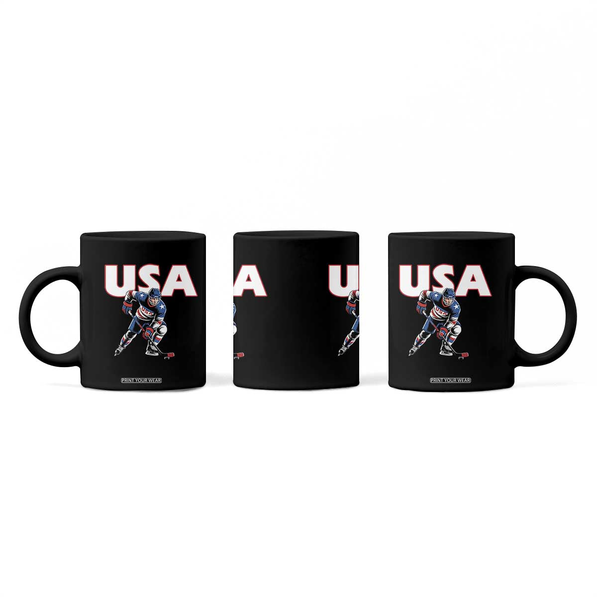 USA Ice Hockey Player Patriotic Graphic Coffee Mug Red White and Blue American Sports Fan TS02 Print Your Wear