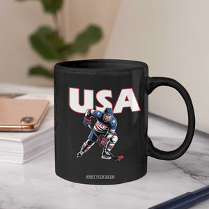 USA Ice Hockey Player Patriotic Graphic Coffee Mug Red White and Blue American Sports Fan TS02 Print Your Wear