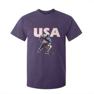 USA Ice Hockey Player Patriotic Graphic T Shirt For Kid Red White and Blue American Sports Fan TS02 Purple Print Your Wear