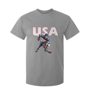 USA Ice Hockey Player Patriotic Graphic T Shirt For Kid Red White and Blue American Sports Fan TS02 Sport Gray Print Your Wear