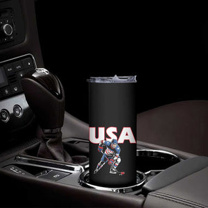 USA Ice Hockey Player Patriotic Graphic Skinny Tumbler Red White and Blue American Sports Fan TS02 Print Your Wear