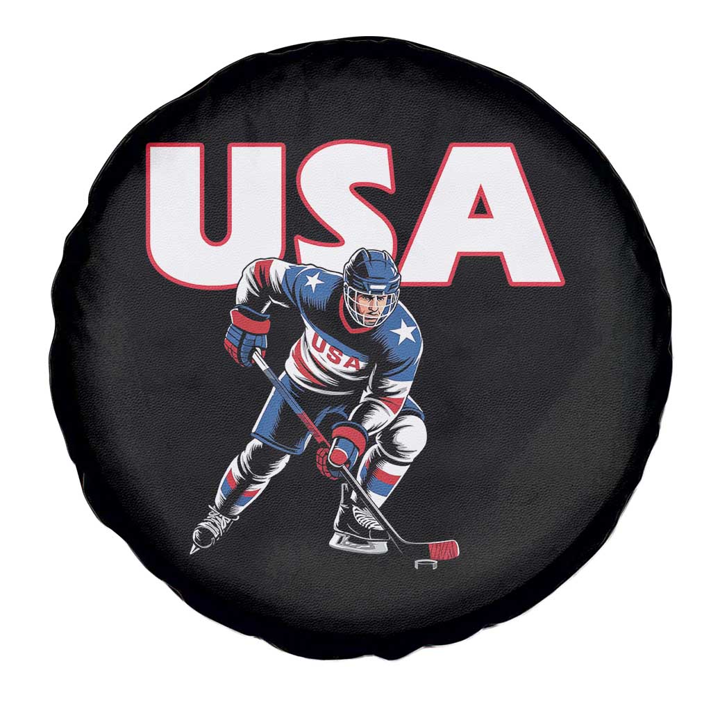 USA Ice Hockey Player Patriotic Graphic Spare Tire Cover Red White and Blue American Sports Fan TS02 Print Your Wear