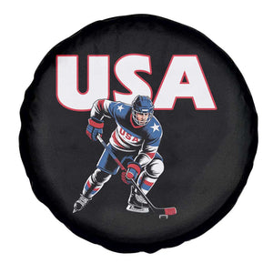 USA Ice Hockey Player Patriotic Graphic Spare Tire Cover Red White and Blue American Sports Fan TS02 Print Your Wear