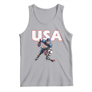 USA Ice Hockey Player Patriotic Graphic Tank Top Red White and Blue American Sports Fan TS02 Athletic Heather Print Your Wear