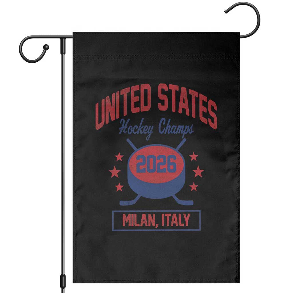 United States Hockey Champs 2026 Milan Italy Garden Flag Patriotic USA Gold Medal Winter Games Fan TS02 Black Print Your Wear