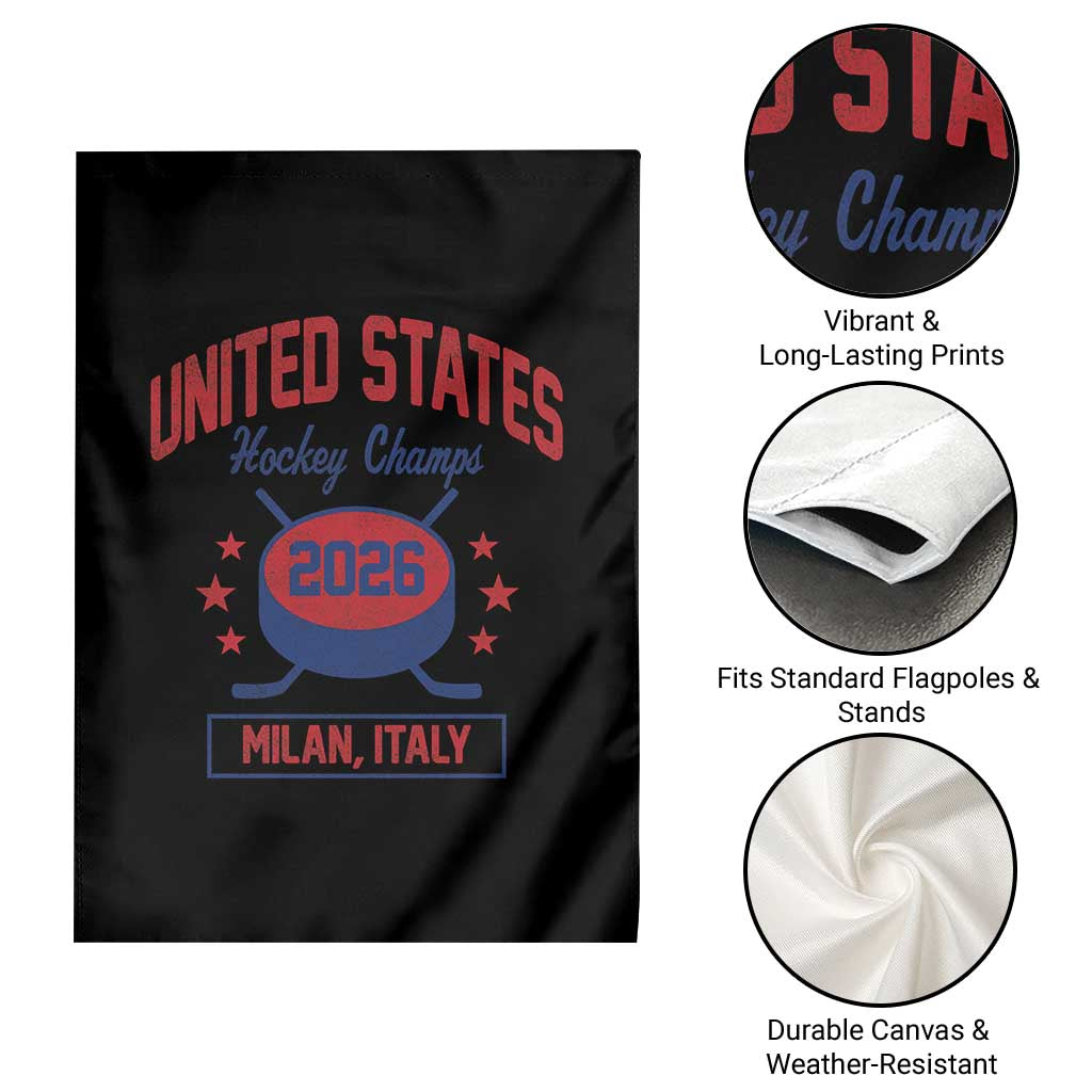 United States Hockey Champs 2026 Milan Italy Garden Flag Patriotic USA Gold Medal Winter Games Fan TS02 Print Your Wear