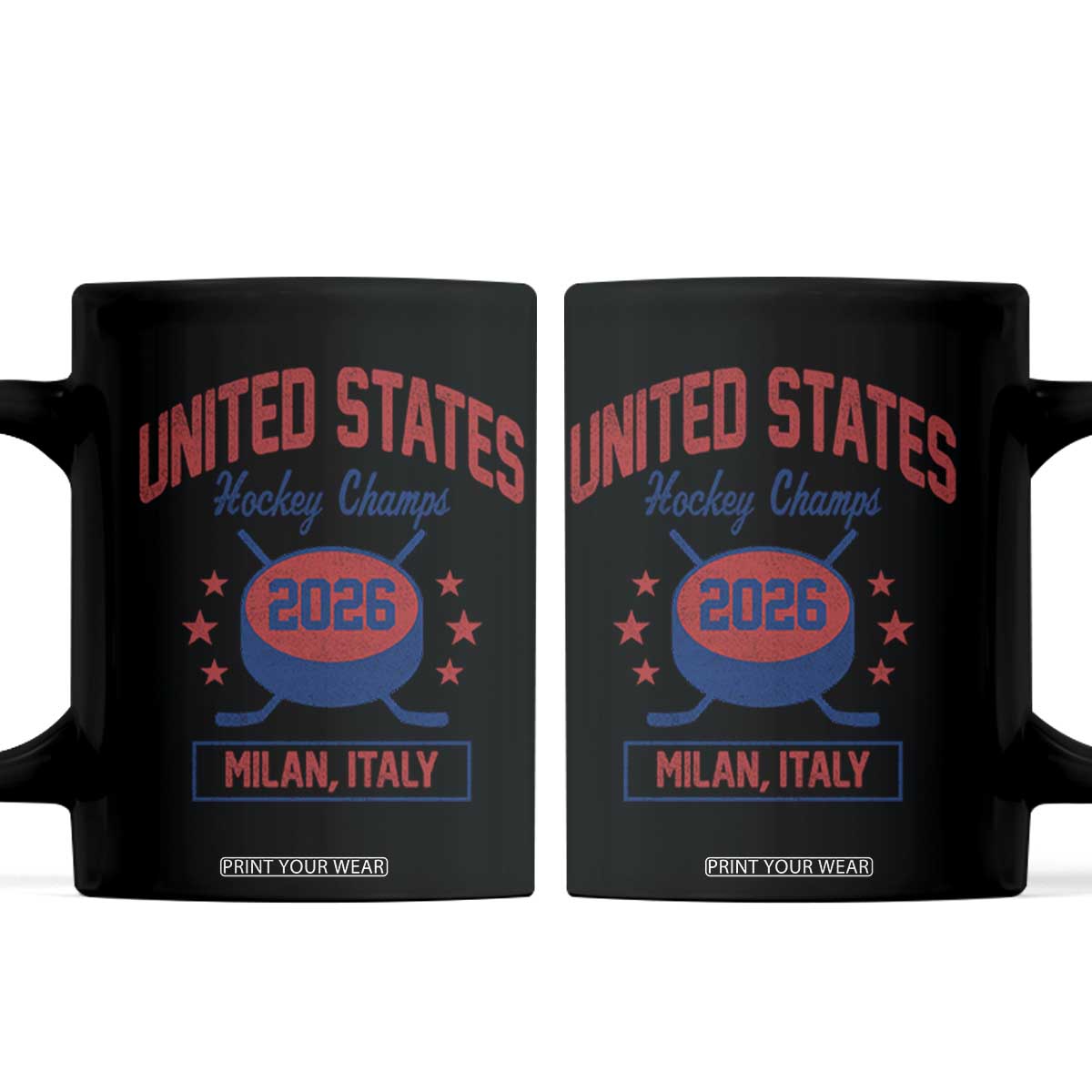 United States Hockey Champs 2026 Milan Italy Coffee Mug Patriotic USA Gold Medal Winter Games Fan TS02 Black Print Your Wear