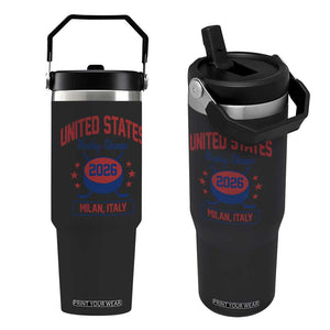 United States Hockey Champs 2026 Milan Italy Flip Straw Tumbler Patriotic USA Gold Medal Winter Games Fan TS02 One Size: 30 oz Black Print Your Wear
