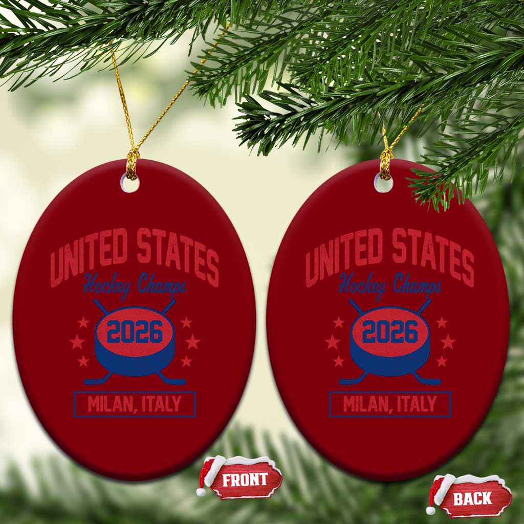United States Hockey Champs 2026 Milan Italy Ceramic Ornament Patriotic USA Gold Medal Winter Games Fan TS02 Print Your Wear