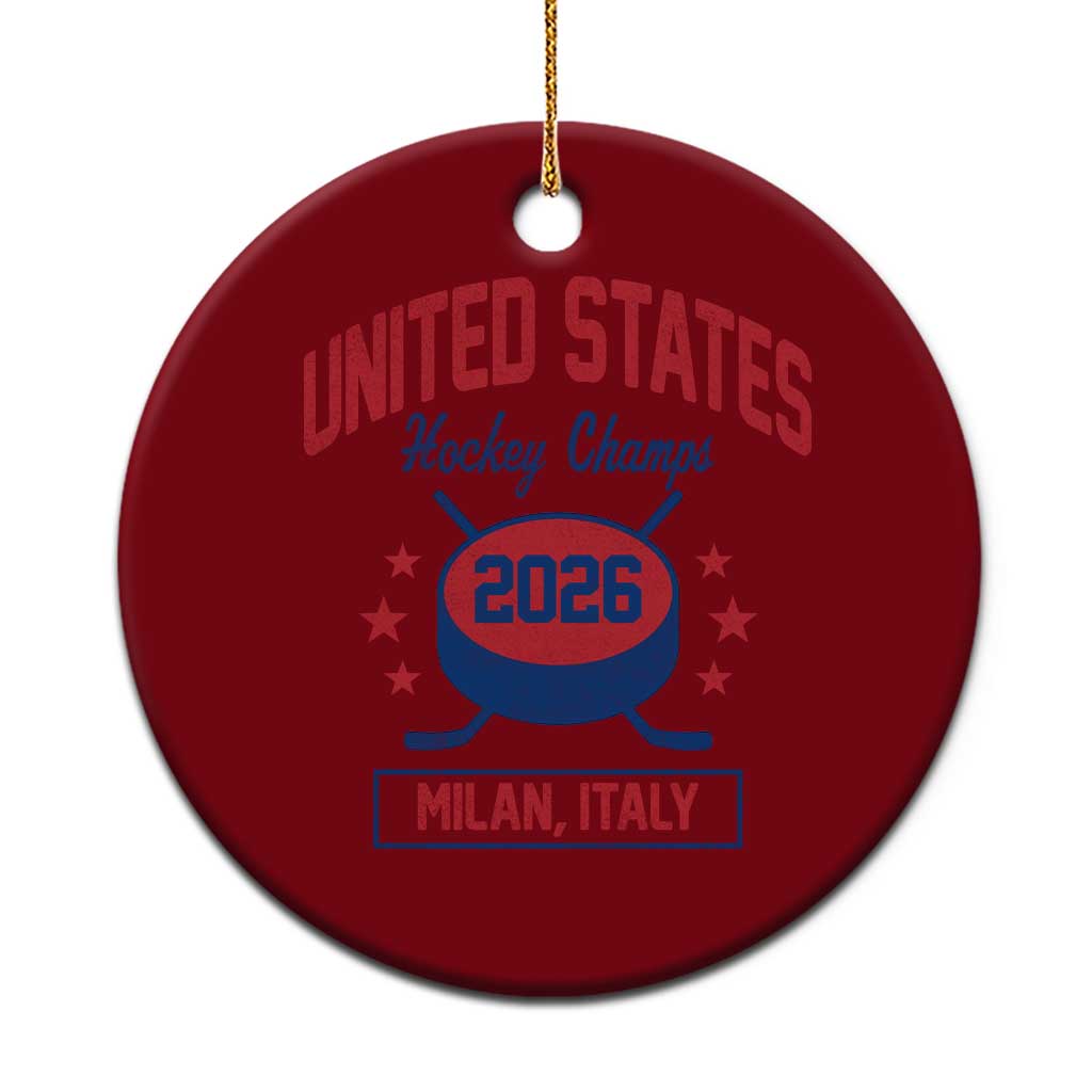 United States Hockey Champs 2026 Milan Italy Ceramic Ornament Patriotic USA Gold Medal Winter Games Fan TS02 1pc Red Print Your Wear