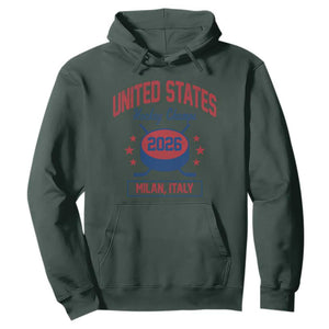 United States Hockey Champs 2026 Milan Italy Hoodie Patriotic USA Gold Medal Winter Games Fan TS02 Dark Forest Green Print Your Wear