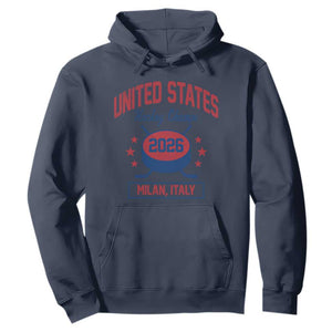 United States Hockey Champs 2026 Milan Italy Hoodie Patriotic USA Gold Medal Winter Games Fan TS02 Navy Print Your Wear