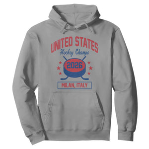 United States Hockey Champs 2026 Milan Italy Hoodie Patriotic USA Gold Medal Winter Games Fan TS02 Sport Gray Print Your Wear