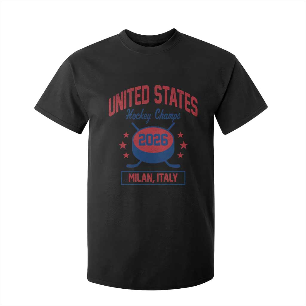 United States Hockey Champs 2026 Milan Italy T Shirt For Kid Patriotic USA Gold Medal Winter Games Fan TS02 Black Print Your Wear