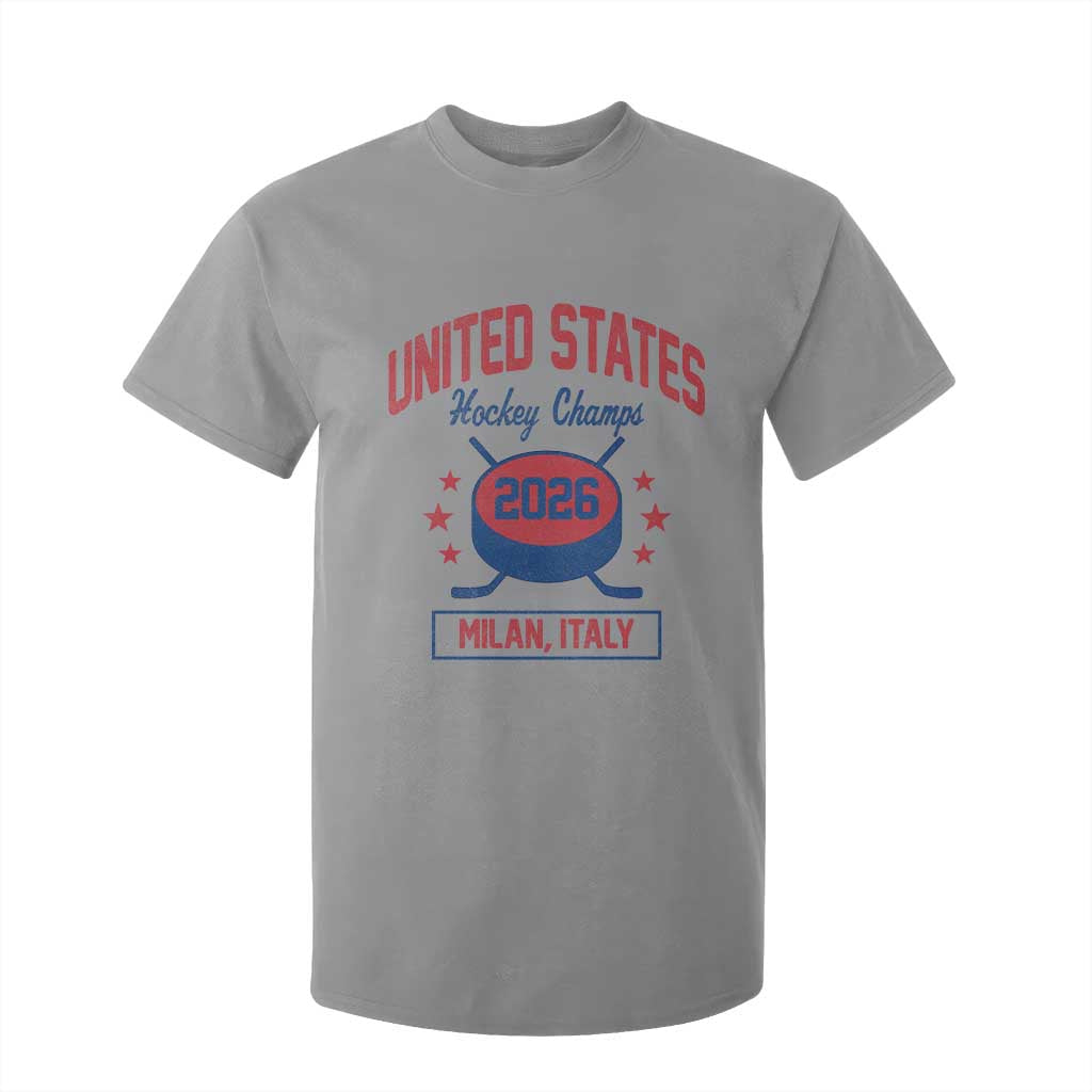 United States Hockey Champs 2026 Milan Italy T Shirt For Kid Patriotic USA Gold Medal Winter Games Fan TS02 Sport Gray Print Your Wear