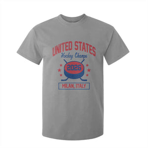 United States Hockey Champs 2026 Milan Italy T Shirt For Kid Patriotic USA Gold Medal Winter Games Fan TS02 Sport Gray Print Your Wear