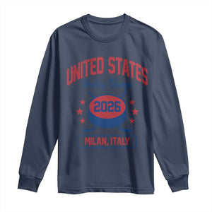 United States Hockey Champs 2026 Milan Italy Long Sleeve Shirt Patriotic USA Gold Medal Winter Games Fan TS02 Navy Print Your Wear