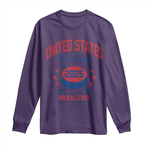 United States Hockey Champs 2026 Milan Italy Long Sleeve Shirt Patriotic USA Gold Medal Winter Games Fan TS02 Purple Print Your Wear