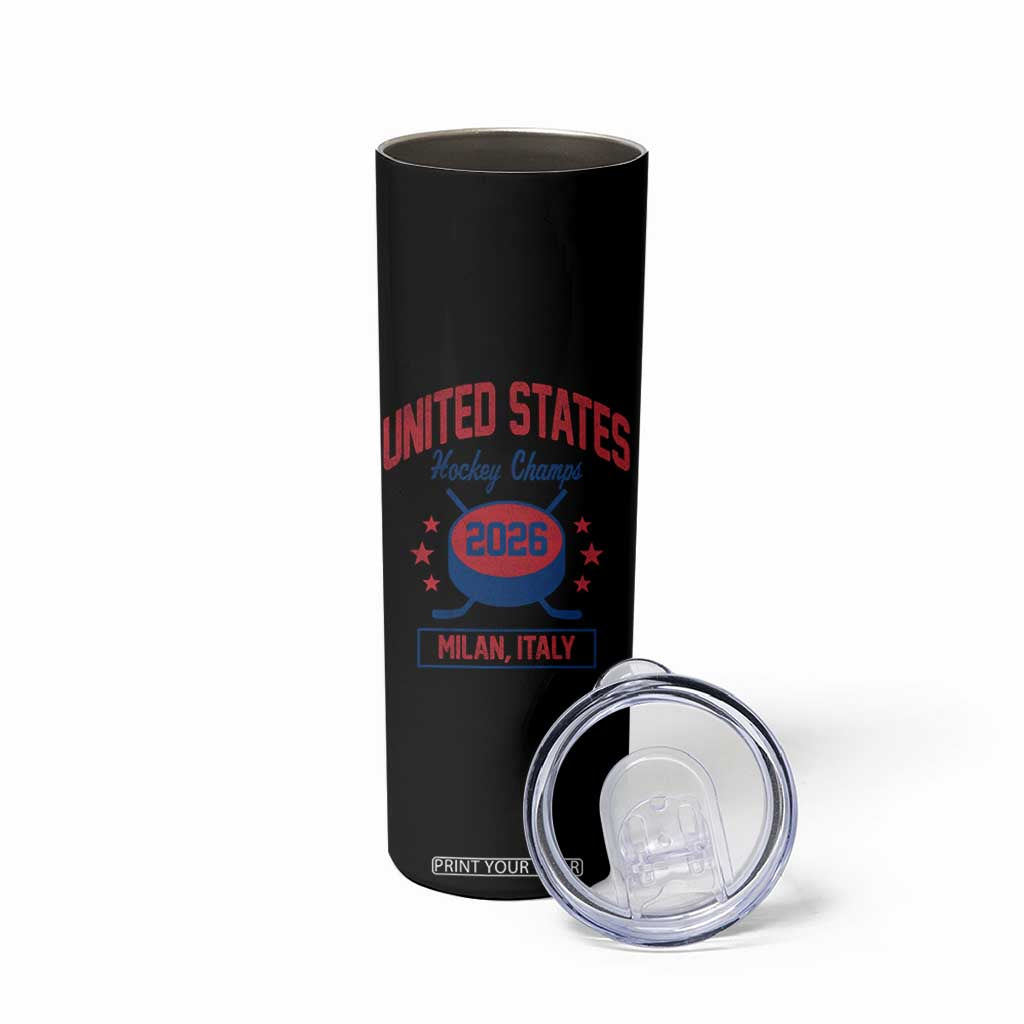 United States Hockey Champs 2026 Milan Italy Skinny Tumbler Patriotic USA Gold Medal Winter Games Fan TS02 Print Your Wear