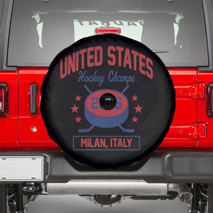 United States Hockey Champs 2026 Milan Italy Spare Tire Cover Patriotic USA Gold Medal Winter Games Fan TS02 Black Print Your Wear