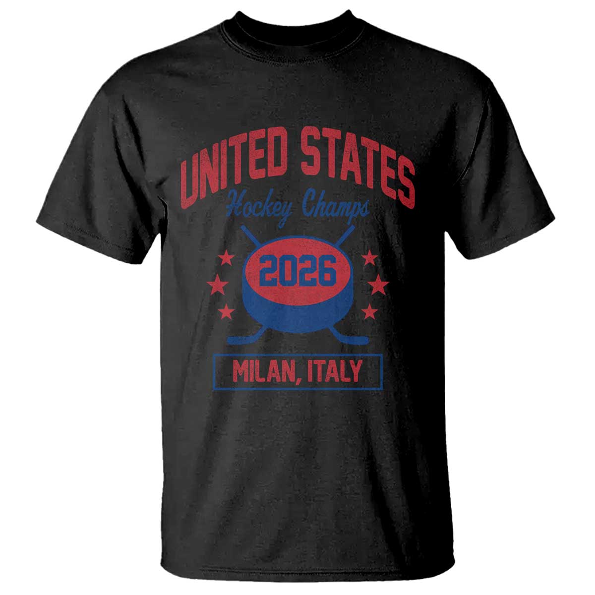 United States Hockey Champs 2026 Milan Italy T Shirt Patriotic USA Gold Medal Winter Games Fan TS02 Black Print Your Wear