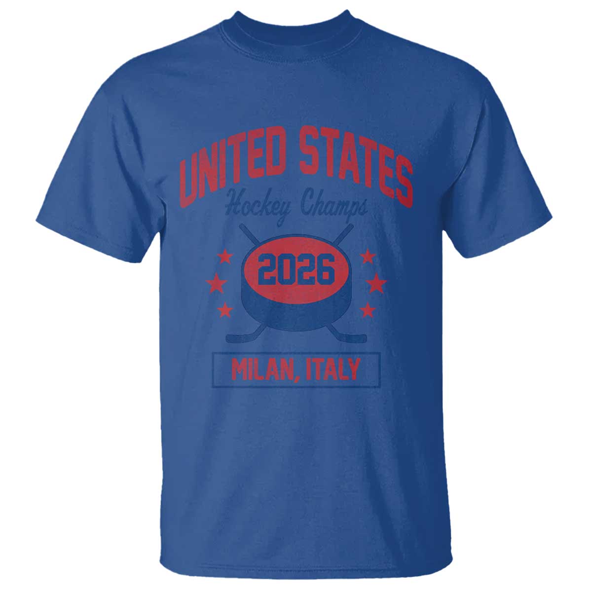 United States Hockey Champs 2026 Milan Italy T Shirt Patriotic USA Gold Medal Winter Games Fan TS02 Royal Blue Print Your Wear