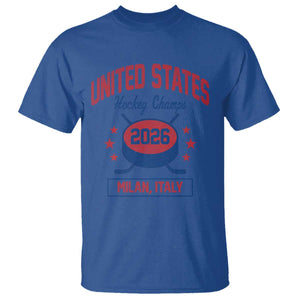 United States Hockey Champs 2026 Milan Italy T Shirt Patriotic USA Gold Medal Winter Games Fan TS02 Royal Blue Print Your Wear
