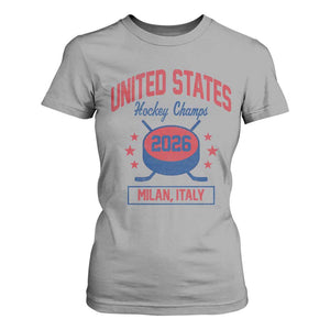 United States Hockey Champs 2026 Milan Italy T Shirt For Women Patriotic USA Gold Medal Winter Games Fan TS02 Sport Gray Print Your Wear