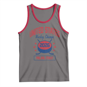United States Hockey Champs 2026 Milan Italy Tank Top Patriotic USA Gold Medal Winter Games Fan TS02 Deep Heather Red Print Your Wear