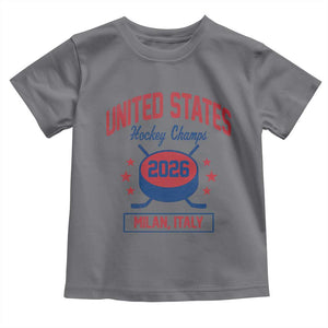 United States Hockey Champs 2026 Milan Italy Toddler T Shirt Patriotic USA Gold Medal Winter Games Fan TS02 Charcoal Print Your Wear