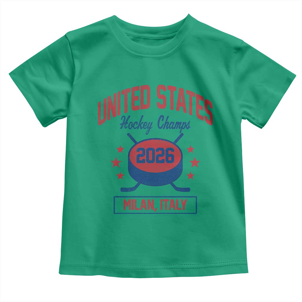 United States Hockey Champs 2026 Milan Italy Toddler T Shirt Patriotic USA Gold Medal Winter Games Fan TS02 Irish Green Print Your Wear