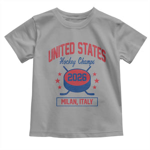 United States Hockey Champs 2026 Milan Italy Toddler T Shirt Patriotic USA Gold Medal Winter Games Fan TS02 Sport Gray Print Your Wear