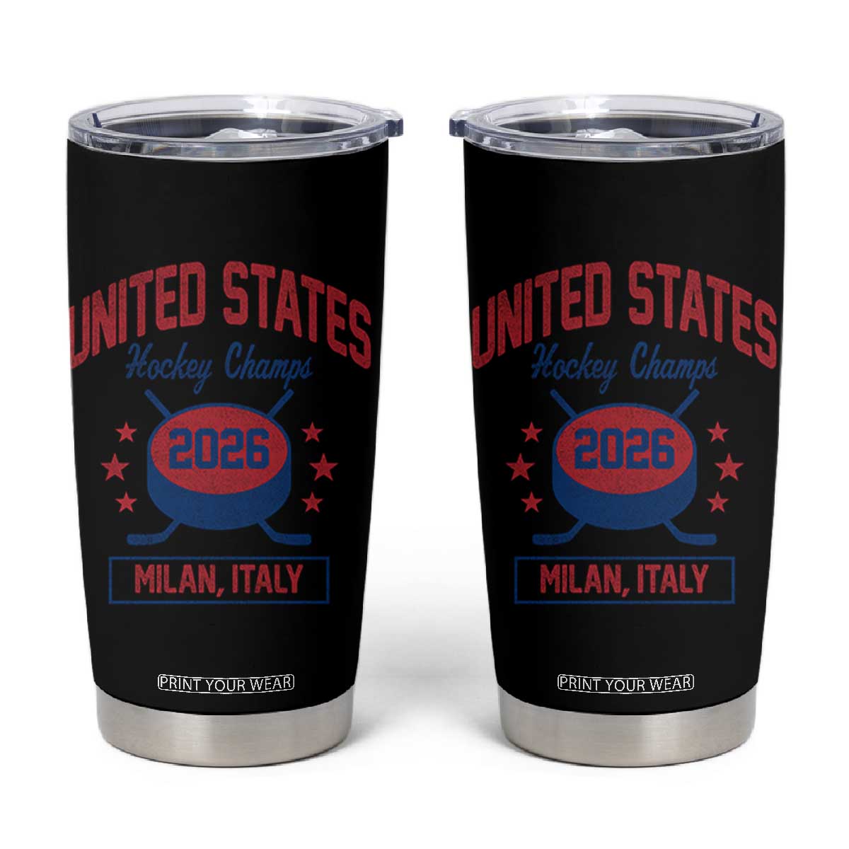 United States Hockey Champs 2026 Milan Italy Tumbler Cup Patriotic USA Gold Medal Winter Games Fan TS02 Black Print Your Wear