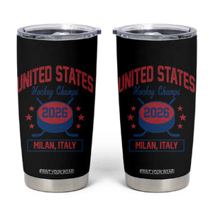 United States Hockey Champs 2026 Milan Italy Tumbler Cup Patriotic USA Gold Medal Winter Games Fan TS02 Black Print Your Wear