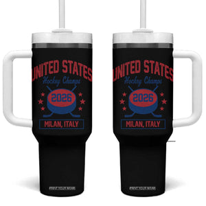 United States Hockey Champs 2026 Milan Italy Tumbler With Handle Patriotic USA Gold Medal Winter Games Fan TS02 One Size: 40 oz Black Print Your Wear