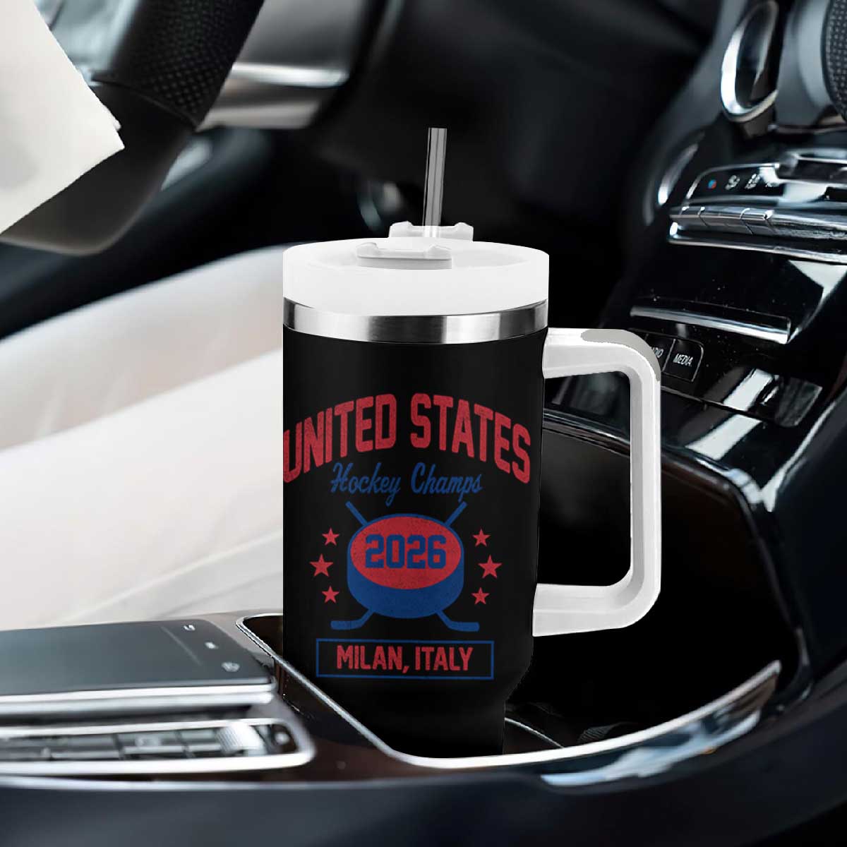 United States Hockey Champs 2026 Milan Italy Tumbler With Handle Patriotic USA Gold Medal Winter Games Fan TS02 Print Your Wear