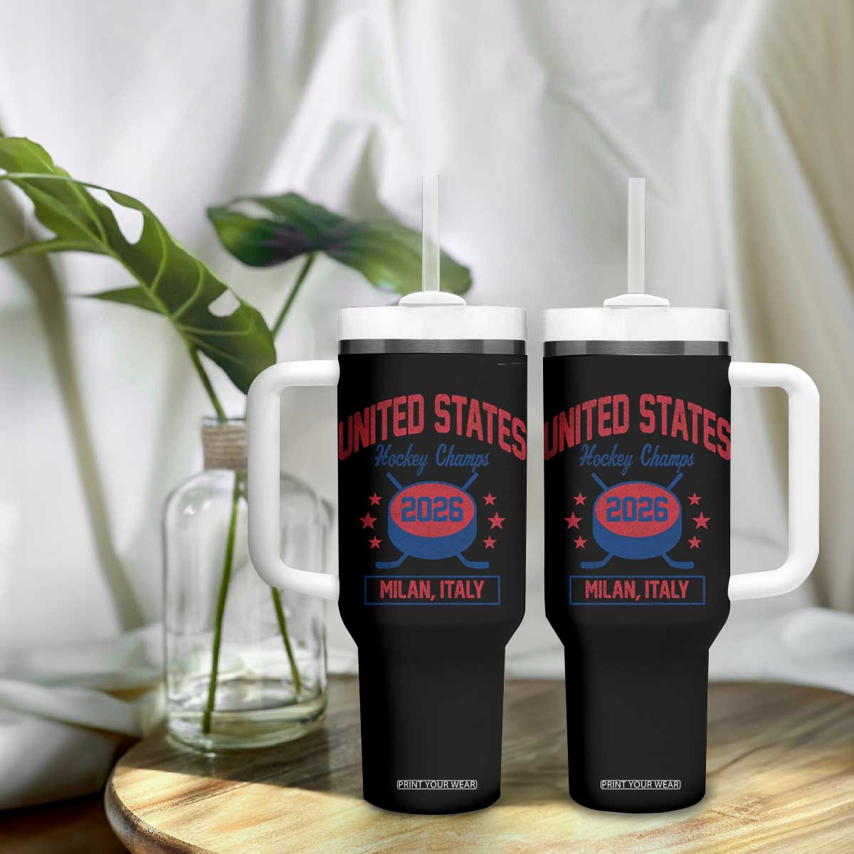 United States Hockey Champs 2026 Milan Italy Tumbler With Handle Patriotic USA Gold Medal Winter Games Fan TS02 Print Your Wear