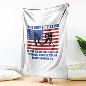 USA Gold Medal Hockey Patriotic American Flag Throw Blanket The Only Ice I Like Champions TS02 Print Your Wear