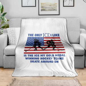 USA Gold Medal Hockey Patriotic American Flag Throw Blanket The Only Ice I Like Champions TS02 Print Your Wear