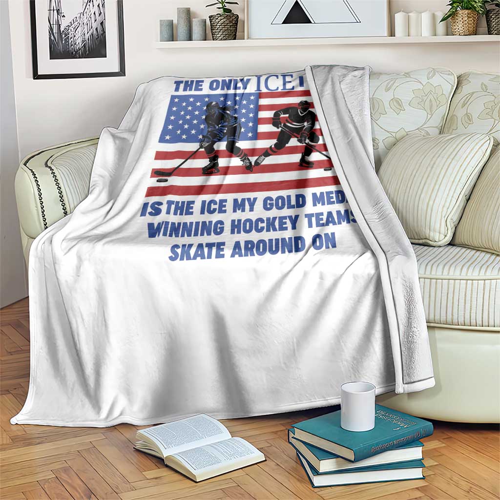 USA Gold Medal Hockey Patriotic American Flag Throw Blanket The Only Ice I Like Champions TS02 Print Your Wear
