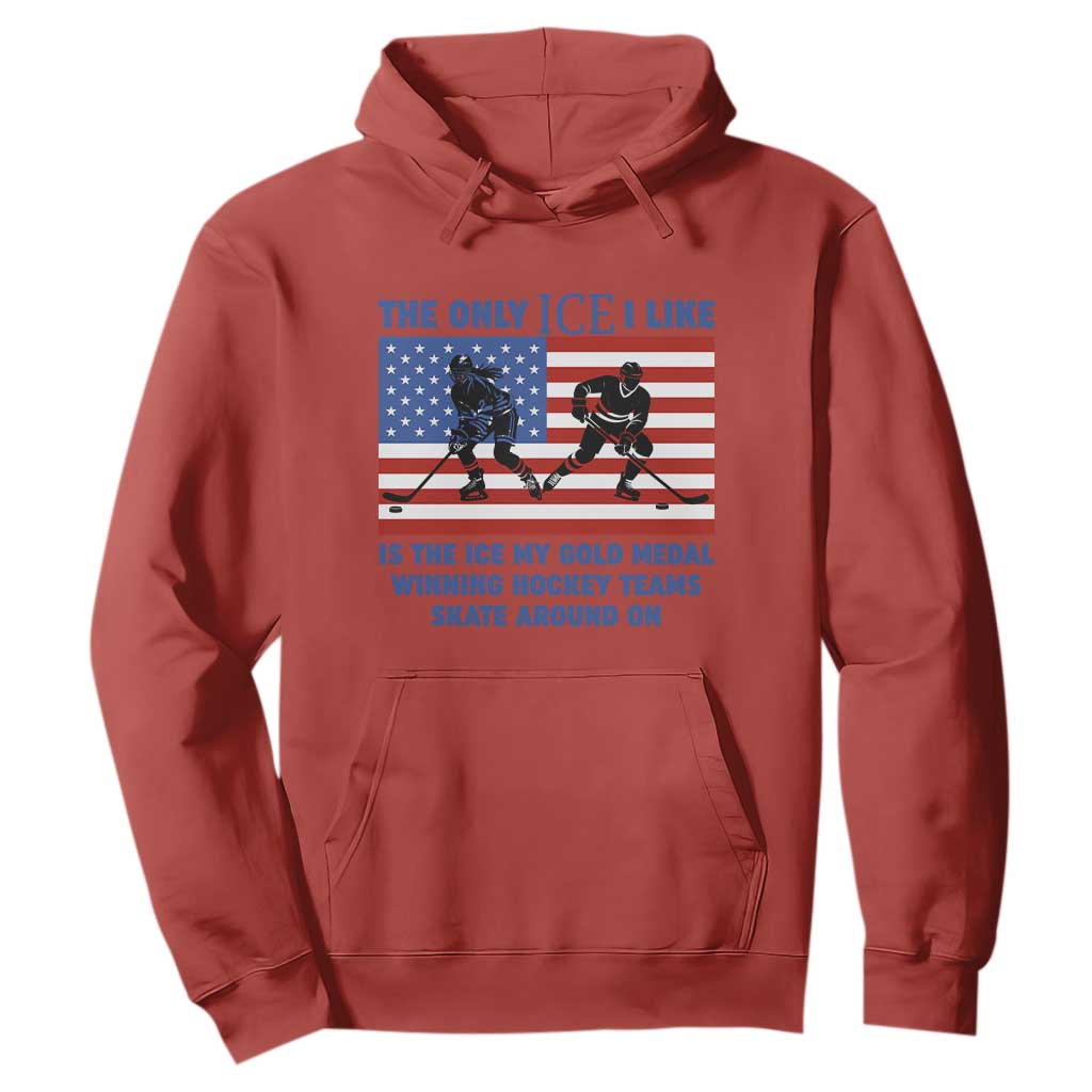 USA Gold Medal Hockey Patriotic American Flag Hoodie The Only Ice I Like Champions TS02 Red Print Your Wear