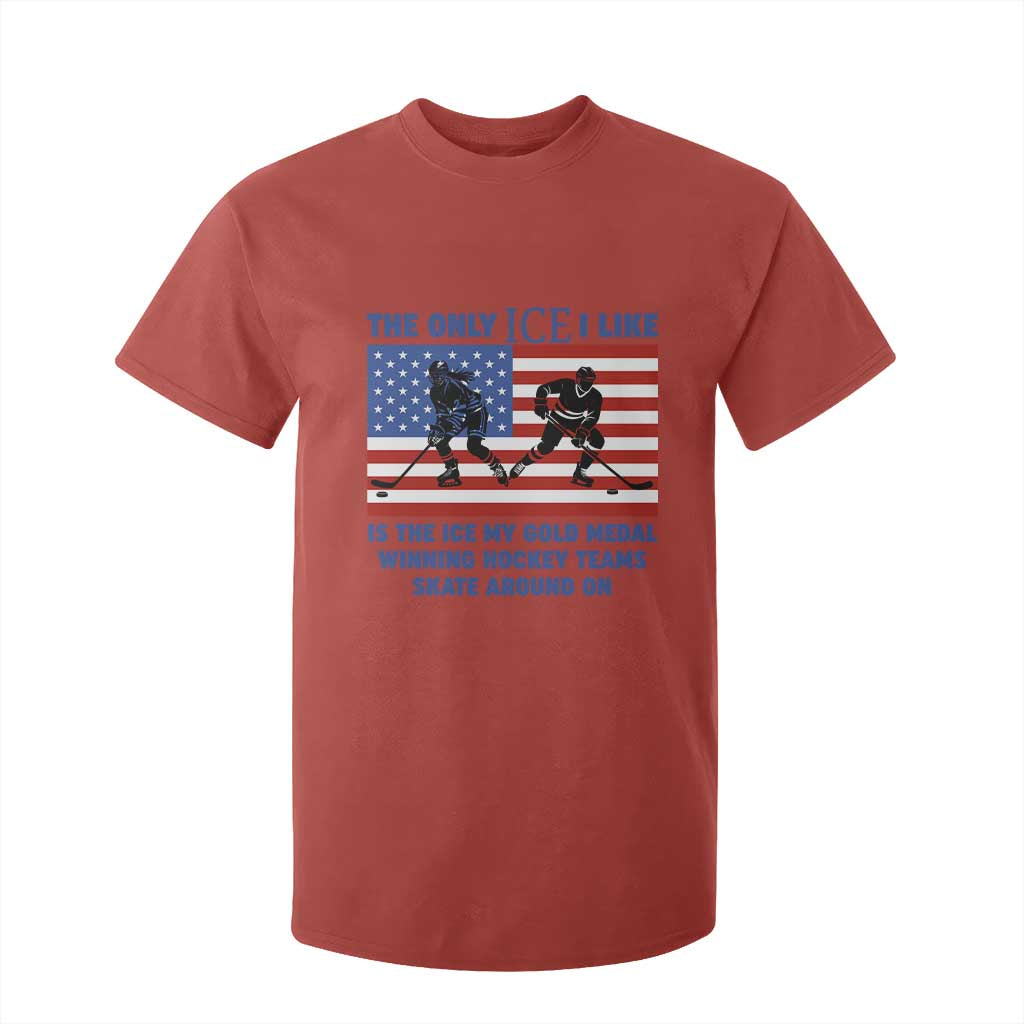 USA Gold Medal Hockey Patriotic American Flag T Shirt For Kid The Only Ice I Like Champions TS02 Red Print Your Wear