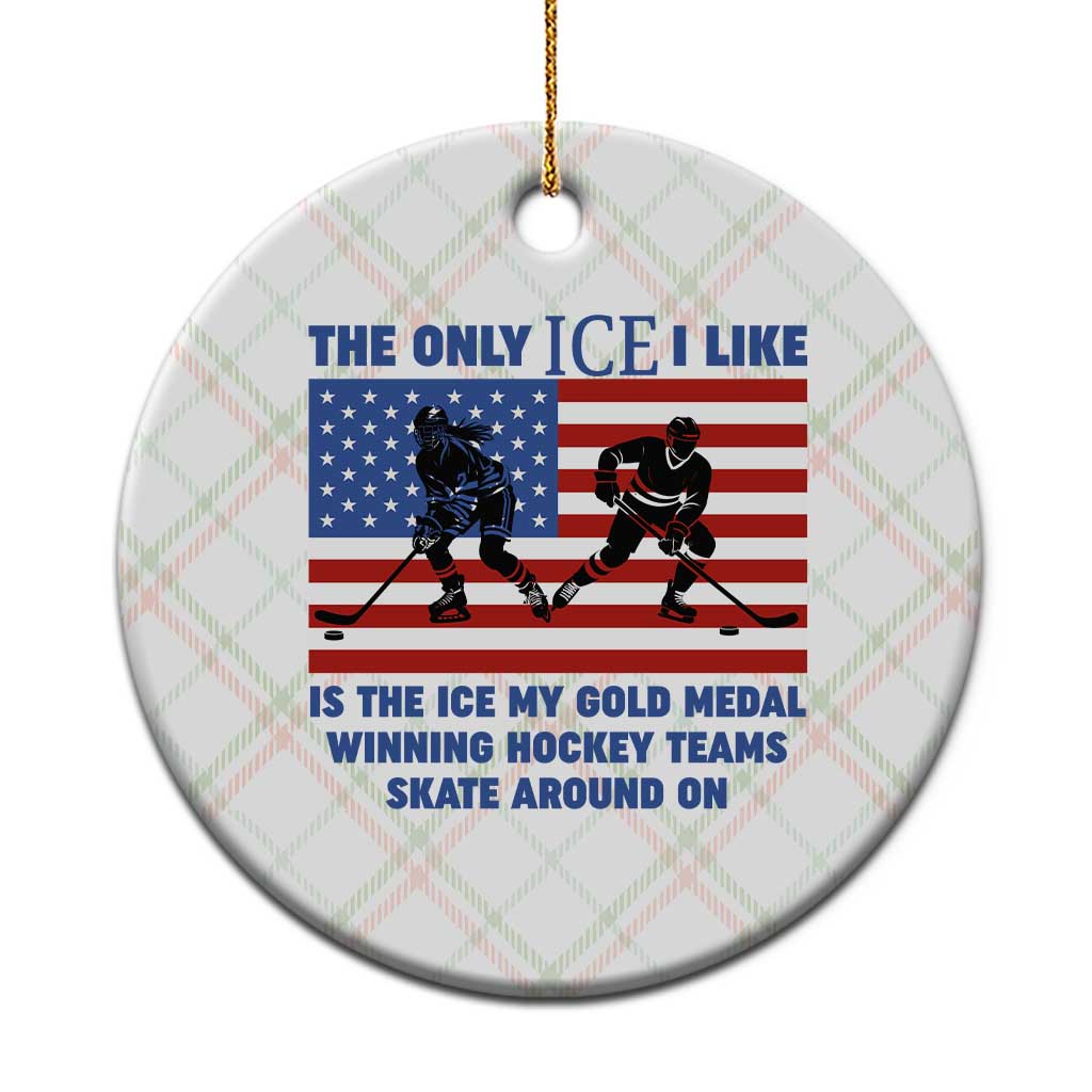 USA Gold Medal Hockey Patriotic American Flag Ceramic Ornament The Only Ice I Like Champions TS02 1pc Christmas Plaid Print Your Wear