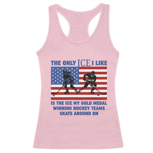 USA Gold Medal Hockey Patriotic American Flag Racerback Tank Top The Only Ice I Like Champions TS02 Light Pink Print Your Wear
