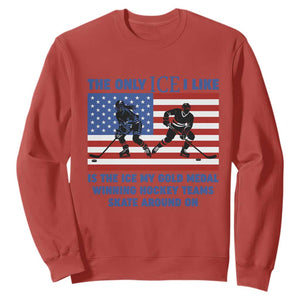 USA Gold Medal Hockey Patriotic American Flag Sweatshirt The Only Ice I Like Champions TS02 Red Print Your Wear