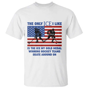 USA Gold Medal Hockey Patriotic American Flag T Shirt The Only Ice I Like Champions TS02 White Print Your Wear