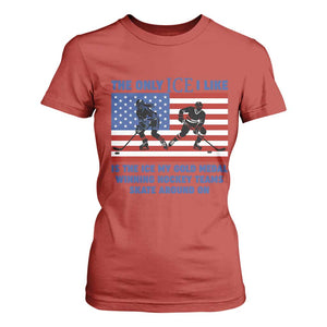USA Gold Medal Hockey Patriotic American Flag T Shirt For Women The Only Ice I Like Champions TS02 Red Print Your Wear