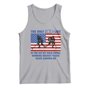 USA Gold Medal Hockey Patriotic American Flag Tank Top The Only Ice I Like Champions TS02 Athletic Heather Print Your Wear