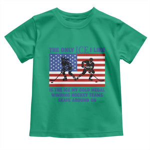 USA Gold Medal Hockey Patriotic American Flag Toddler T Shirt The Only Ice I Like Champions TS02 Irish Green Print Your Wear