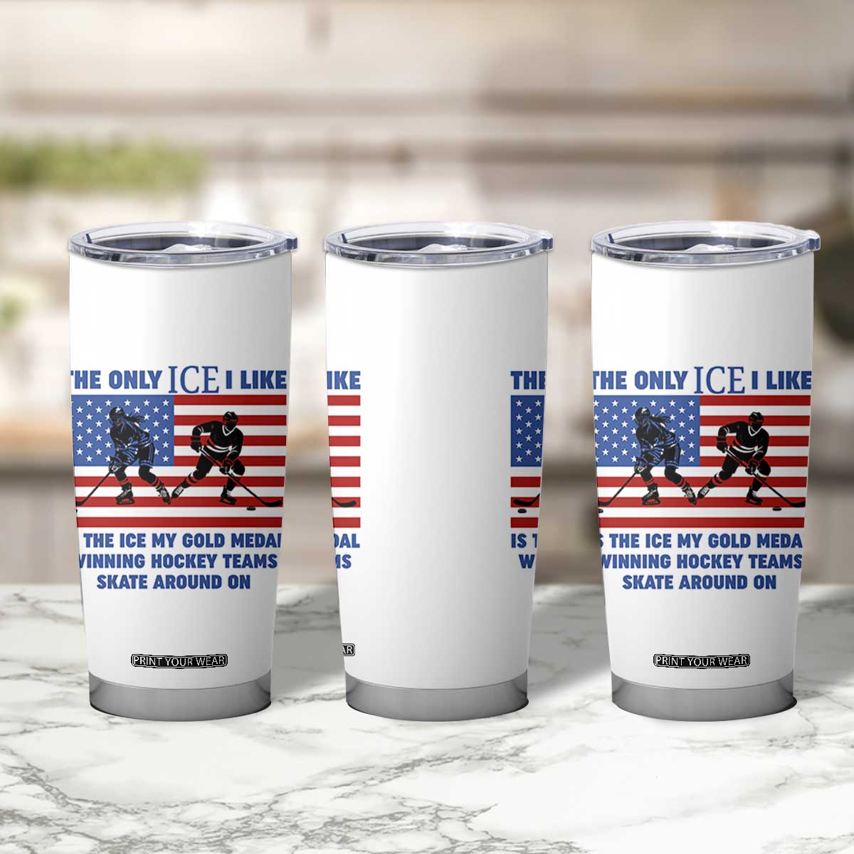 USA Gold Medal Hockey Patriotic American Flag Tumbler Cup The Only Ice I Like Champions TS02 Print Your Wear